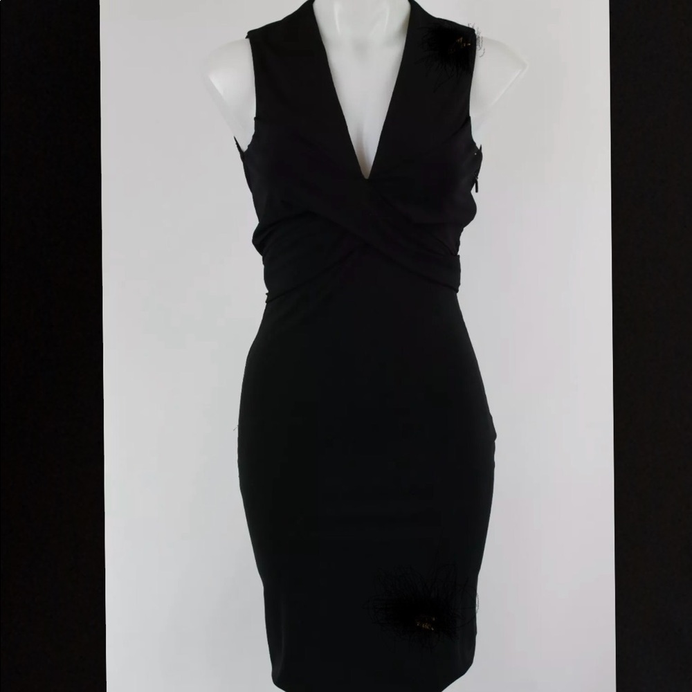 Gucci Black Sleeveless Belted Cutout Sheath Dress